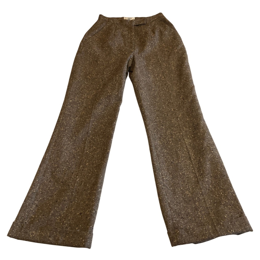 Vitnage Holt Renfrew Trousers 6 (25x32) Alpaca Wool Tweed Brown Wide Leg CANADA
